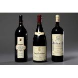 3 Diverse Magnumflaschen Rotweine: 1 Flasche "Chateau Rollan de By, Cru Bourgeois, Medoc", 2002; 1