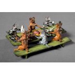 Wiener Bronze "Hunde und Katzen am Kartentisch", farbig bemalt, Bergmann Stempel, 4,5x11x7cmViennese