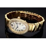 GG 750 Cartier "Baignoire" Damenarmbanduhr mit doppelreihiger Achtkantdiamantlünette und