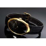 GG 750 Baume & Mercier Armbanduhr, Handaufzug, schwarzes Zifferblatt, kleiner Saphircabochon auf der