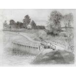 Kayser, Jean Paul (1869-1942) "Brücke und Schleuse", Bleistiftstudie, verso bez.: "Vorstudie zum