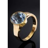 Moderner GG 585 Ring mit facettiertem hellblauem Spinell (ca. 3.55ct), 5,7g, Gr. 56Modern GG 585