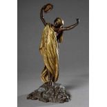 Hottot, Louis (1829-1905) "Orientalische Tänzerin mit Tamburin", Bronze, sign., abnehmbare Kleidung,