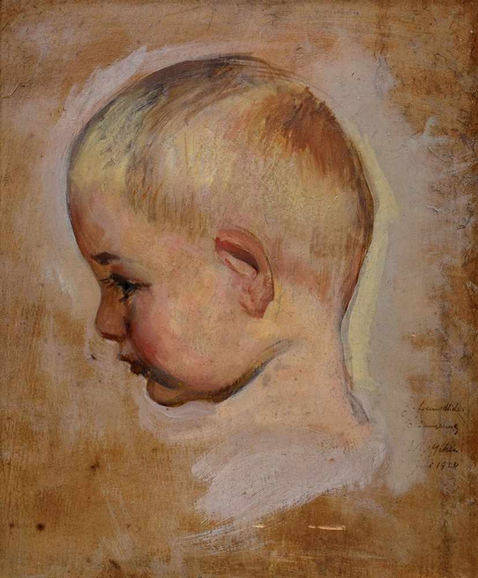 2 Diverse Geffcken, Walter (1872-1950) "Kinderportraits" 20er Jahre, Öl/Malpappe, sign./dediziert, - Bild 6 aus 8