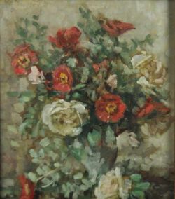 HAGEMANN Oskar (1888 Holoubkov bei Pilsen - 1984 Karlsruhe) "Blumenstillleben" mit weißen Rosen,