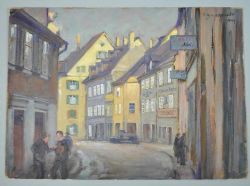 HILDEBRANDT Fritz (1878 Quedlinburg - 1970 Konstanz) "Münzgasse" Blick in die Münzgasse in