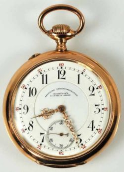 TASCHENUHR A. Lange & Söhne Glashütte, Deutsche Uhrenfabrikation, Handaufzug, Goldgehäuse mit