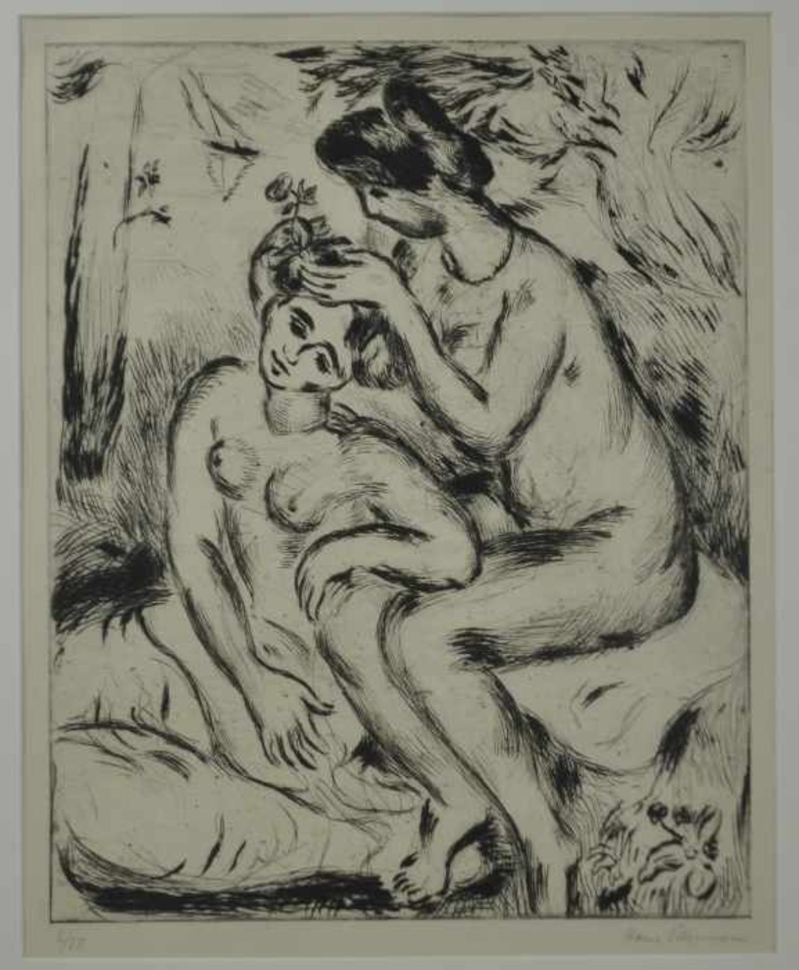 PURRMANN Hans (1880 Speyer - 1966 Basel) "Zwei weibliche Akte" auf der Wiese bei der Toilette,