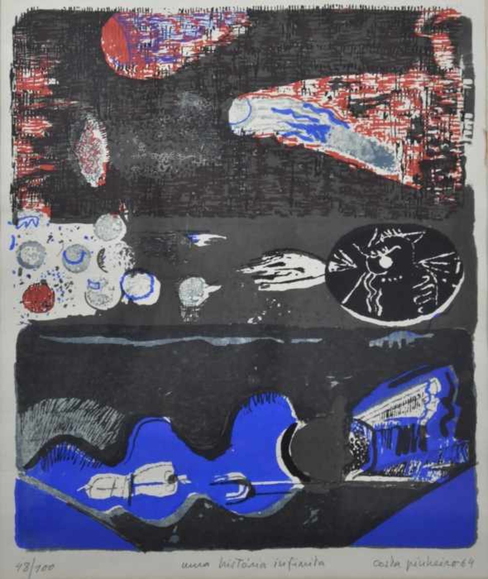 PINHEIRO António Costa (1932 Moura - 2015 München) "Una historia infinito", Komposition in Blau/
