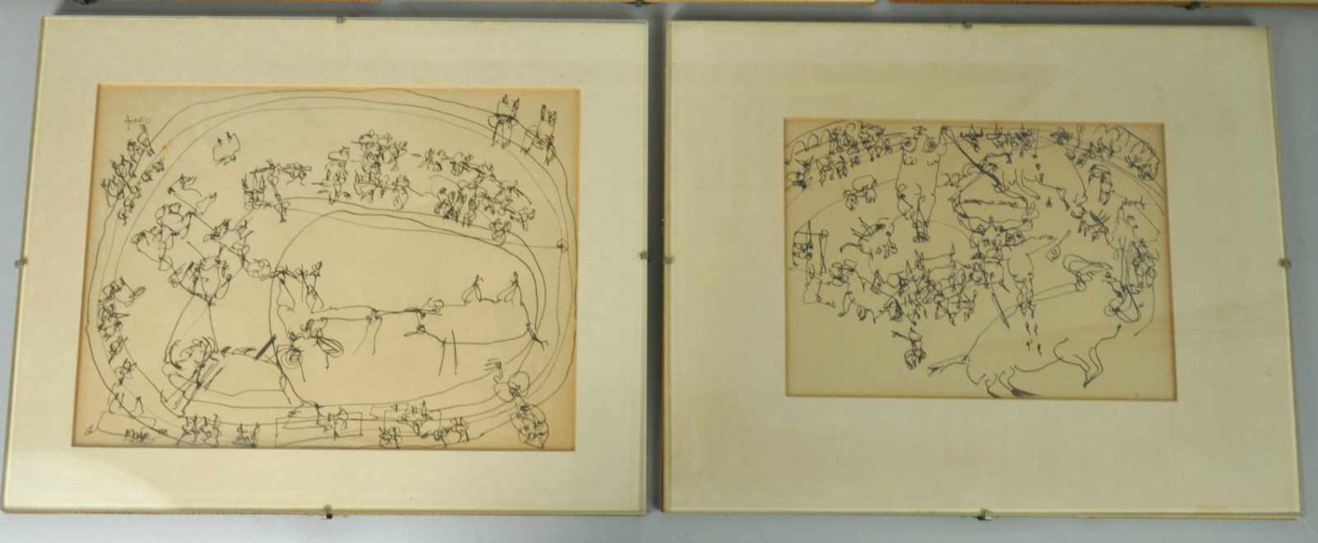 DÖRFLINGER Johannes (1941 Konstanz) 5 abstrakte Tusche- Zeichnungen, mit Darstellungen zur - Bild 2 aus 2