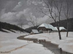 WESTERGAARD Holmen (19./20.Jh.) "Winter im Schwarzwald" Bauernhäuser in verschneiter Landschaft,