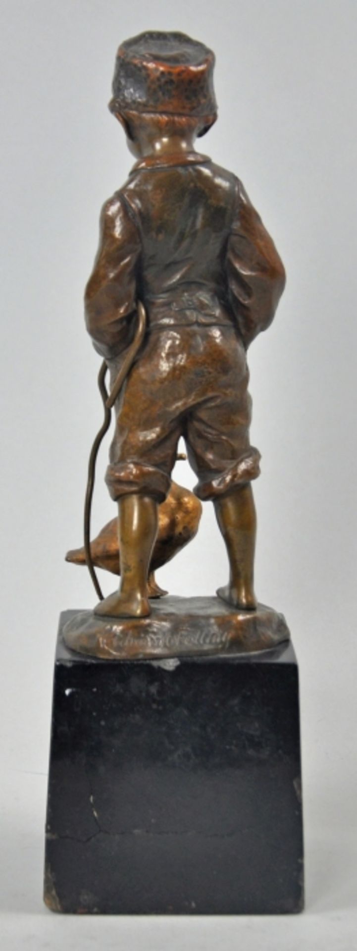 SCHMIDT-FELLING Julius Paul (1835 Berlin - 1920) "Gänsehirte", Junge mit Händen in den Taschen, - Image 3 of 3
