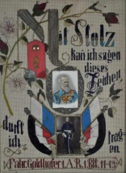 ERINNERUNGSTAFEL des Fahners Goldhofer, 1. Bataillon des ersten königlichen Artillerie Regiment,