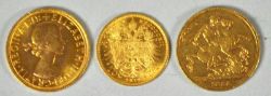 3 GOLDMÜNZEN England 1886, England 1966, Österreich 1912 10 COR, 19,37gr gesamt