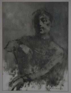 SEIDEL Erich (20.Jh) "Männerportrait", Tinte/ Tusche/ Aquarell, Mischtechnik in Grüntönen, rechts