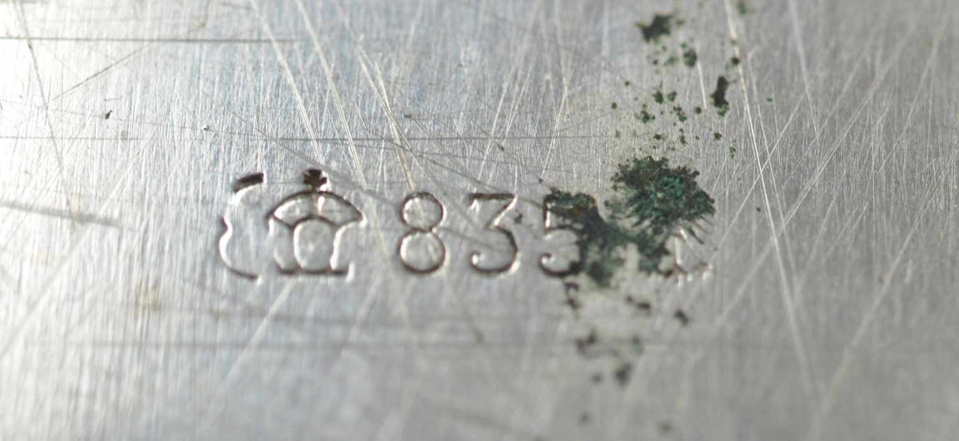 TABLETT oval, passig geschwungen mit leicht getrepptem Rand, Silber 835, 720gr, 42x32cm - Image 2 of 2