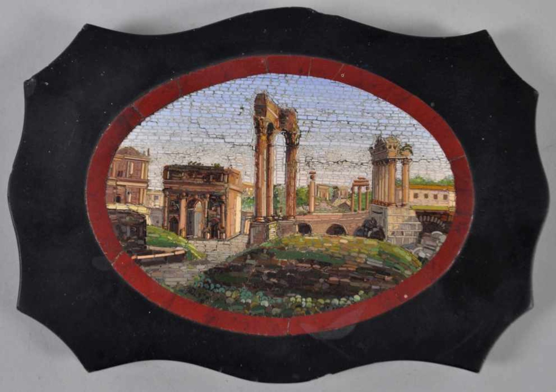MICROMOSAIK mit Ansicht des Forum Romanum von den Kapitolinischen Museen aus gesehen, ovales