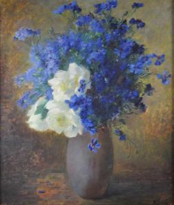 GIESLER Anna Frédérique (Frankreich 1864 - 1940) "Blumenstillleben", Strauß mit Kornblumen und