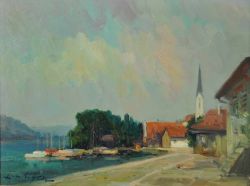 HODR Karel (1910 Prag - 2002 Konstanz) "Sipplingen", Blick auf den Hafen mit Segelbooten u.