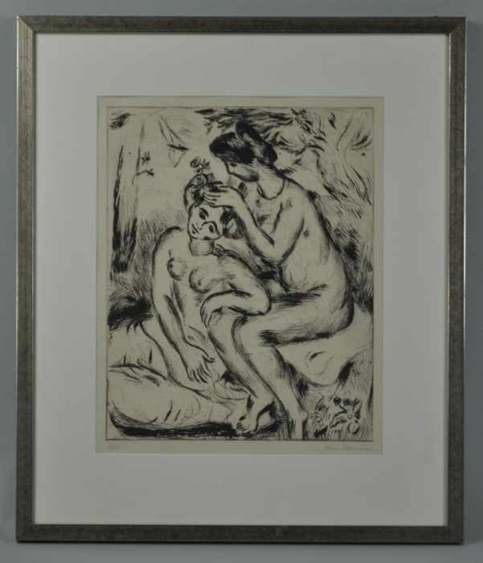 PURRMANN Hans (1880 Speyer - 1966 Basel) "Zwei weibliche Akte" auf der Wiese bei der Toilette, - Bild 2 aus 3