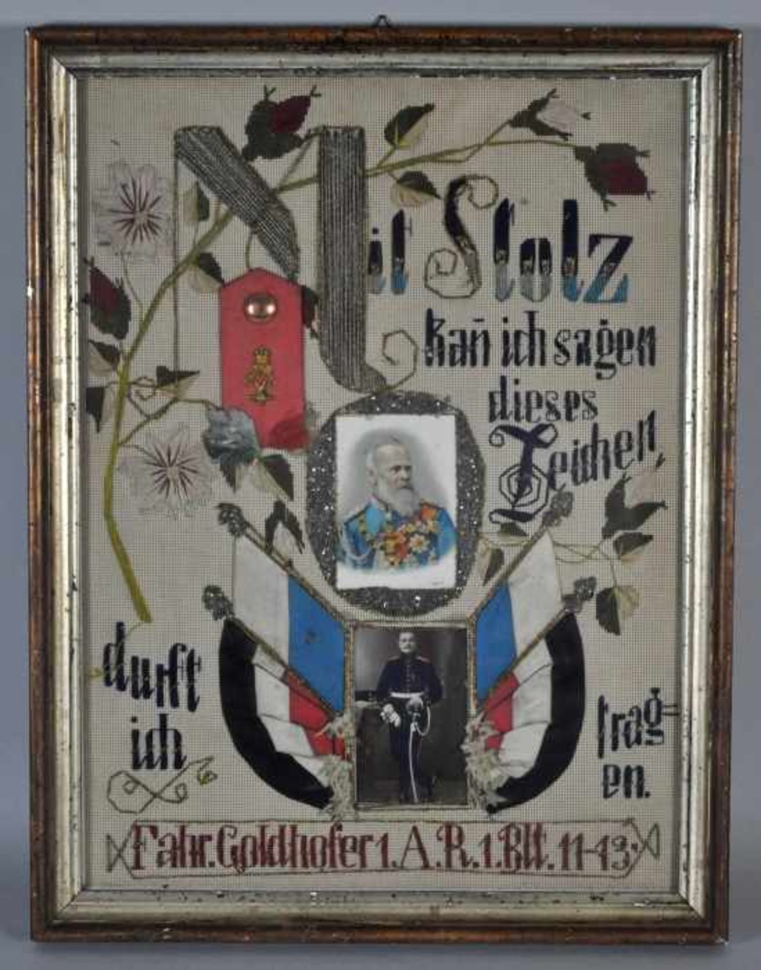 ERINNERUNGSTAFEL des Fahners Goldhofer, 1. Bataillon des ersten königlichen Artillerie Regiment, - Image 2 of 2