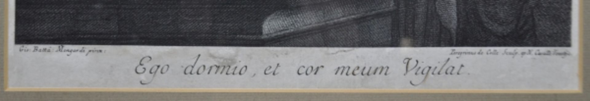 HEILIGE FAMILIE "Ego dormio, et cor meum Vigilat", schlafendes Jesusukind, darüber gebeugt Maria - Bild 3 aus 3