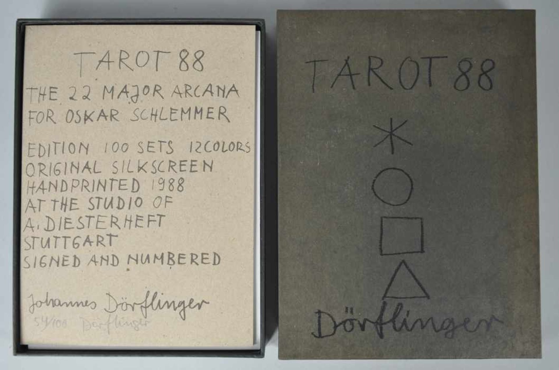 DÖRFLINGER Johannes (1941 Konstanz) "Tarot 88" Mappenwerk mit 22 Farbtafeln, handgedruckt in dem - Bild 2 aus 2