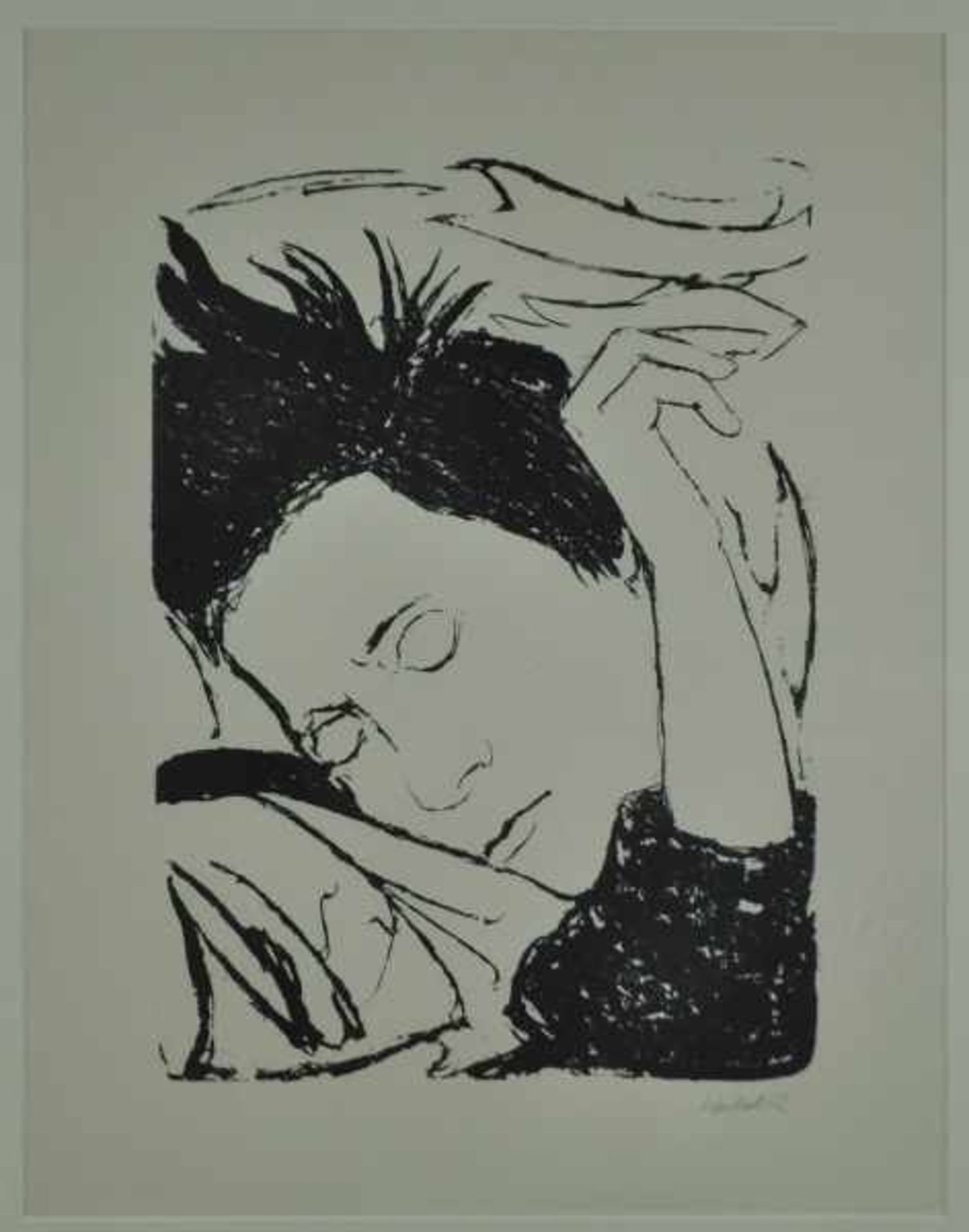 HECKEL Erich (1883 Döbeln - 1970 Radolfzell am Bodensee) "Schlafende Frau", mit zur Seite