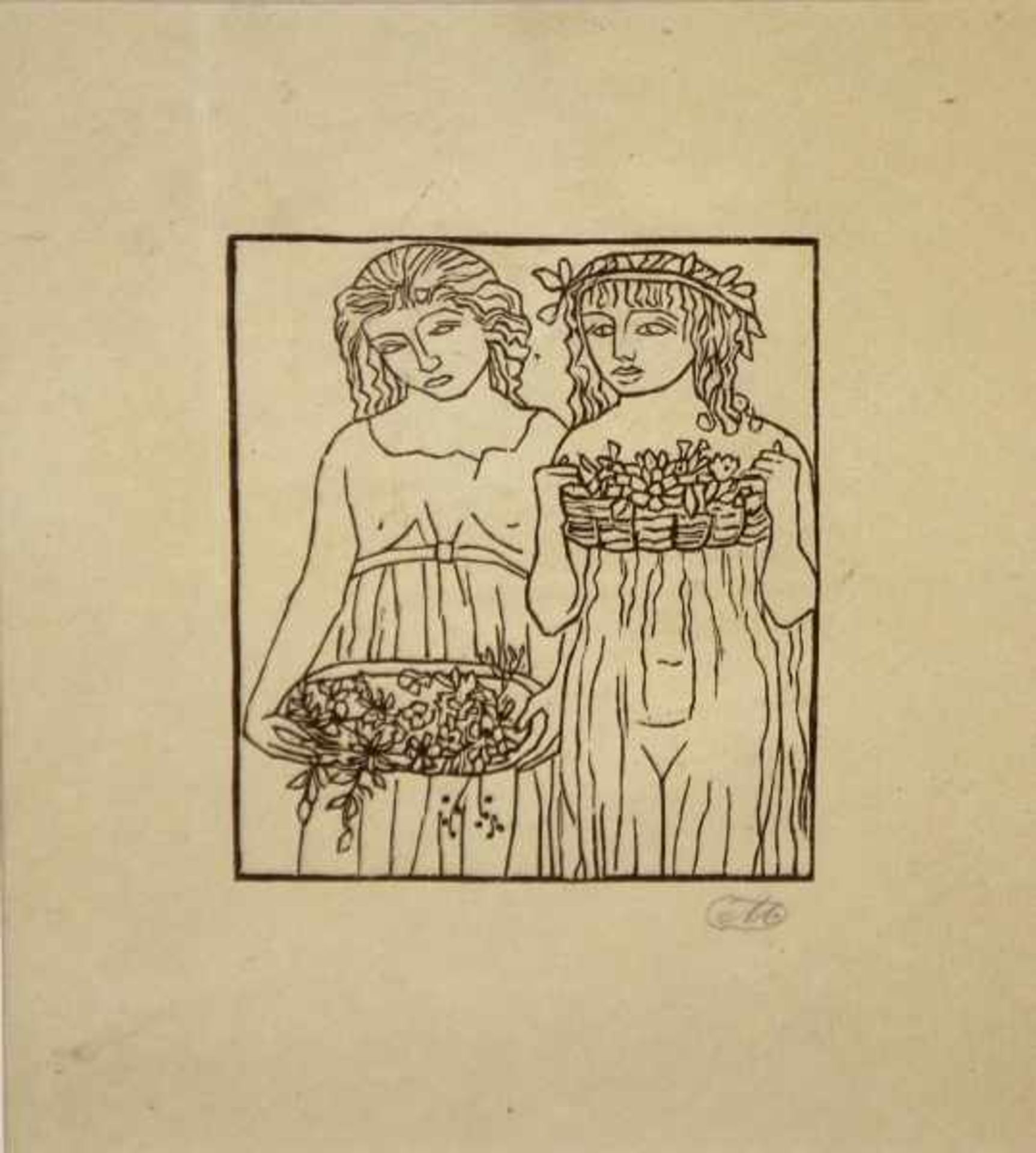 MAILLOL Aristide Joseph Bonaventure (1861 - 1944 Banyuls-sur-Mer) "Zwei Mädchen" in durchscheinenden