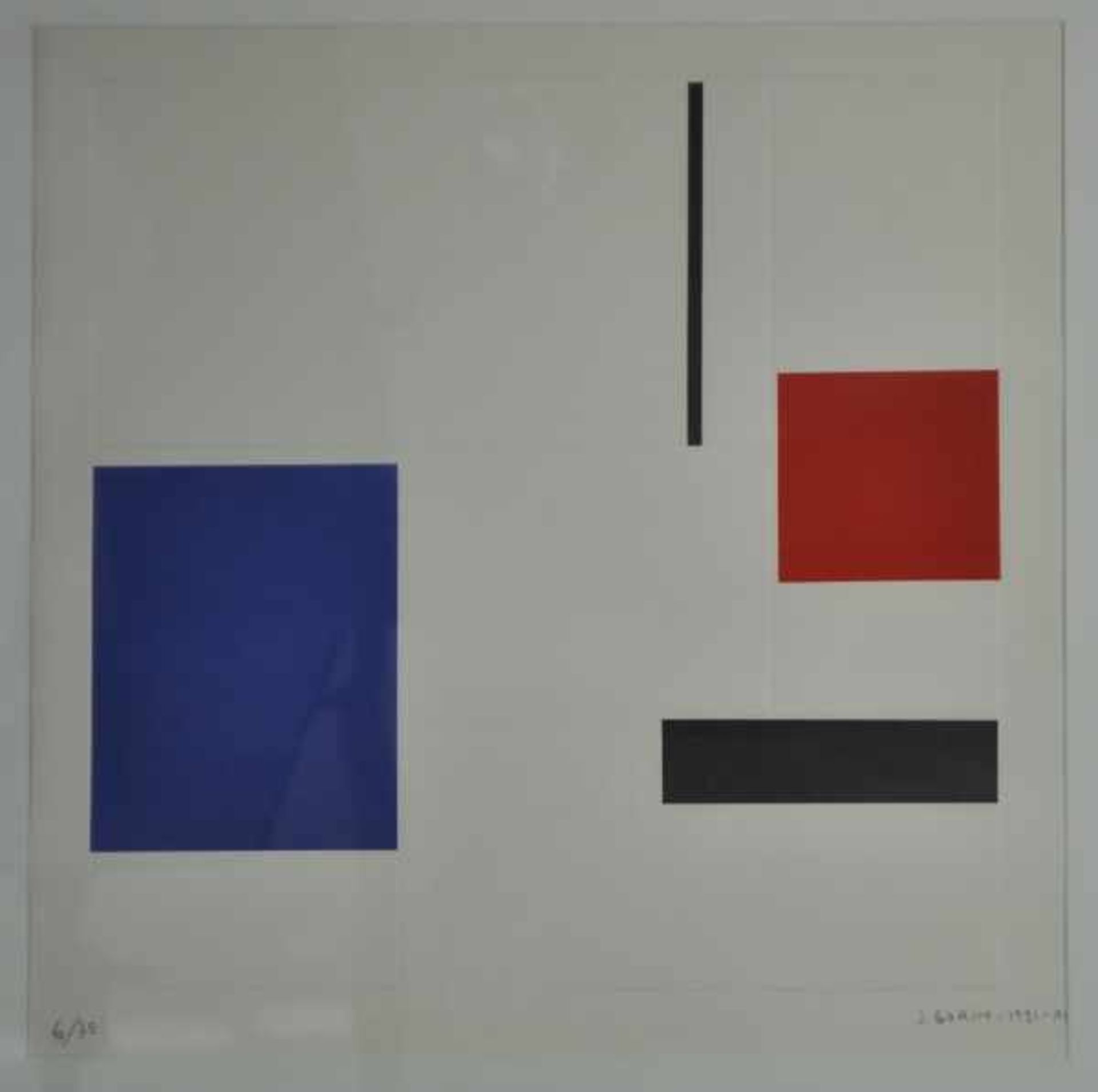 GORIN Albert Jean (1899 Saint-Émilien-de-Blain - 1981 Niort) "Abstrakte Komposition", in Schwarz/Rot