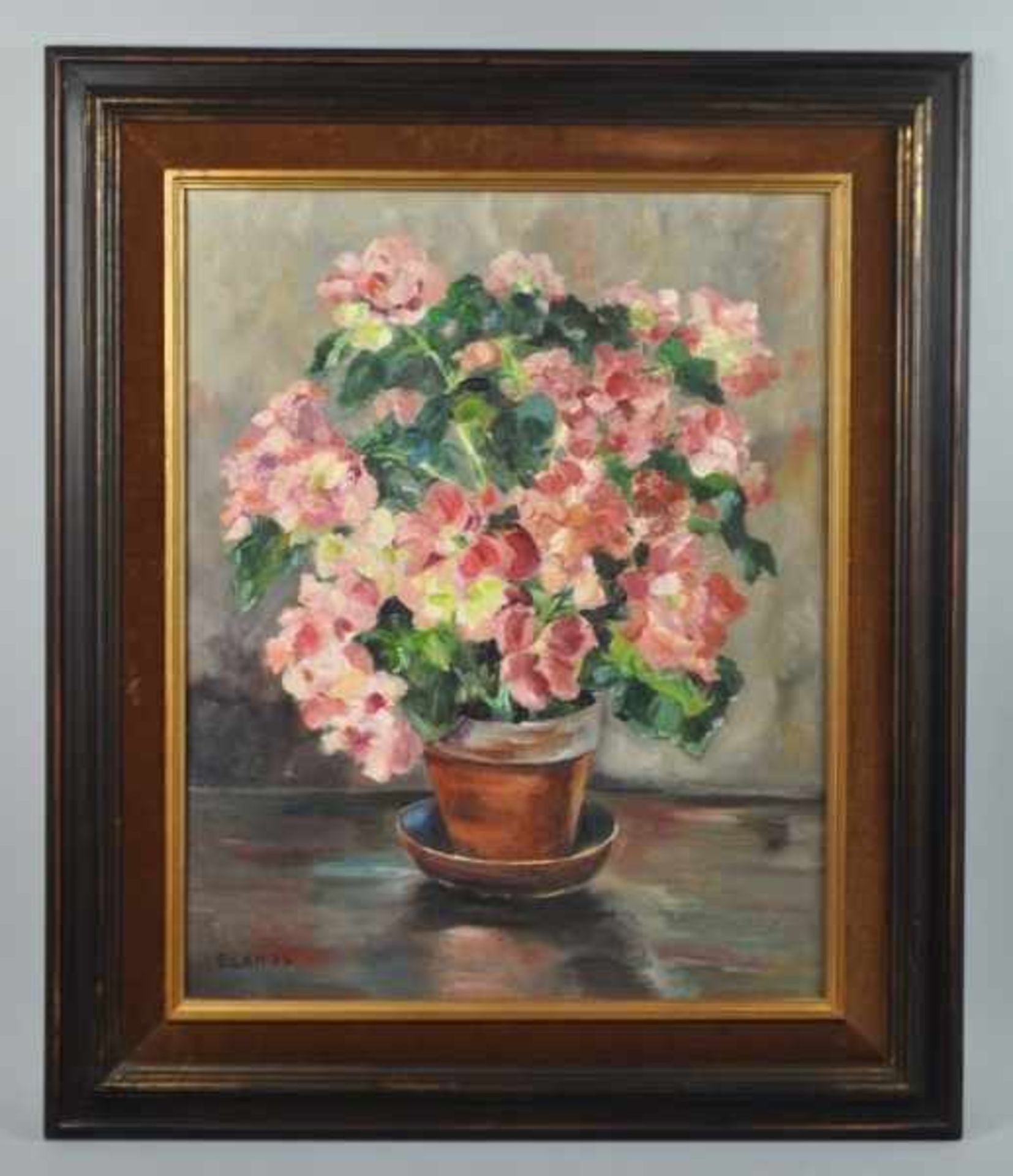 GOTTLIEB Elah (1913 Berlin - 2005 Steißlingen) "Blumenstilleben" mit rosa-weißen Blüten, im - Image 3 of 7