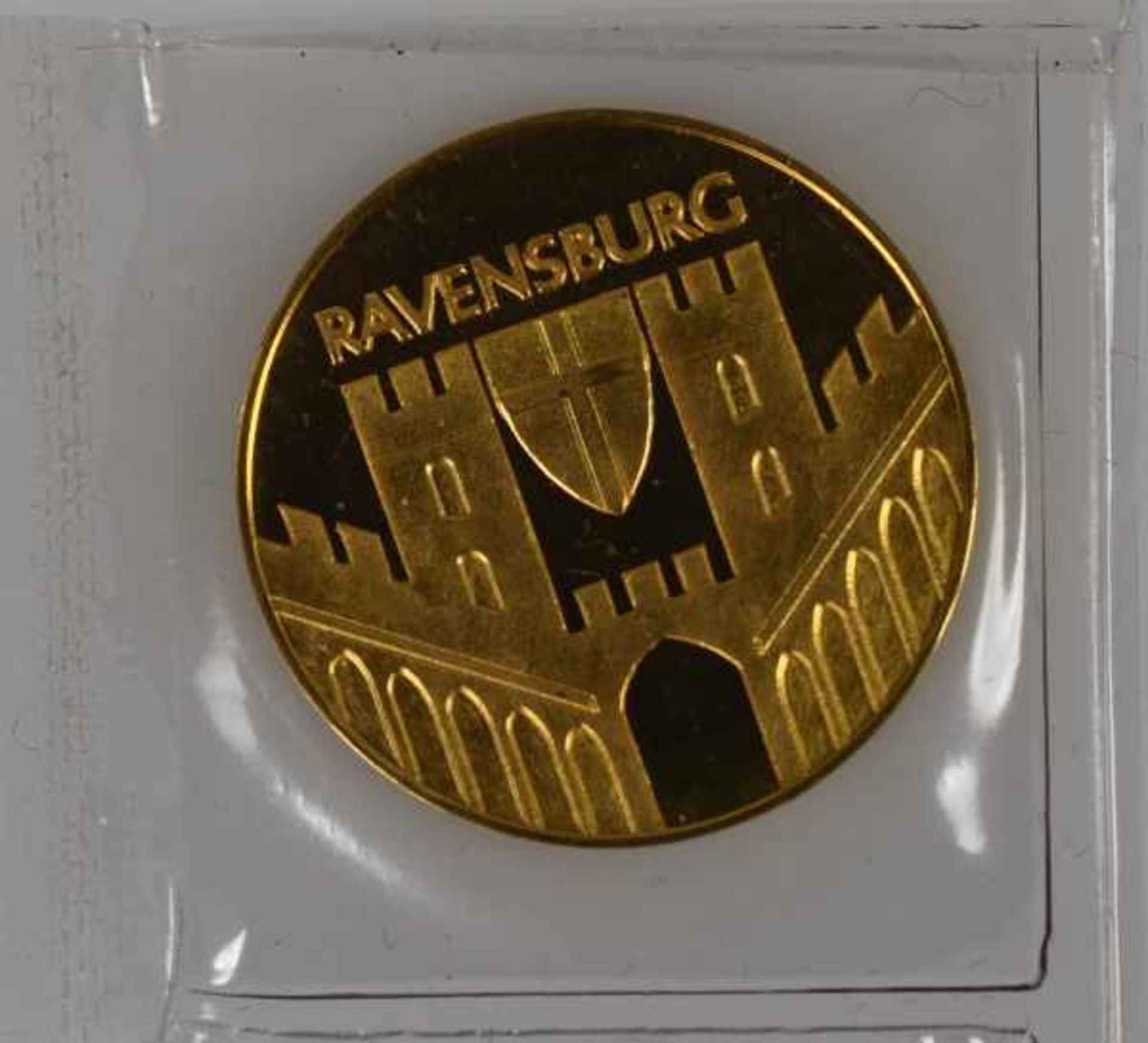 1 GOLDMEDAILLE Ravensburg 1964, 4,34g eingeschweißt, Gold 986