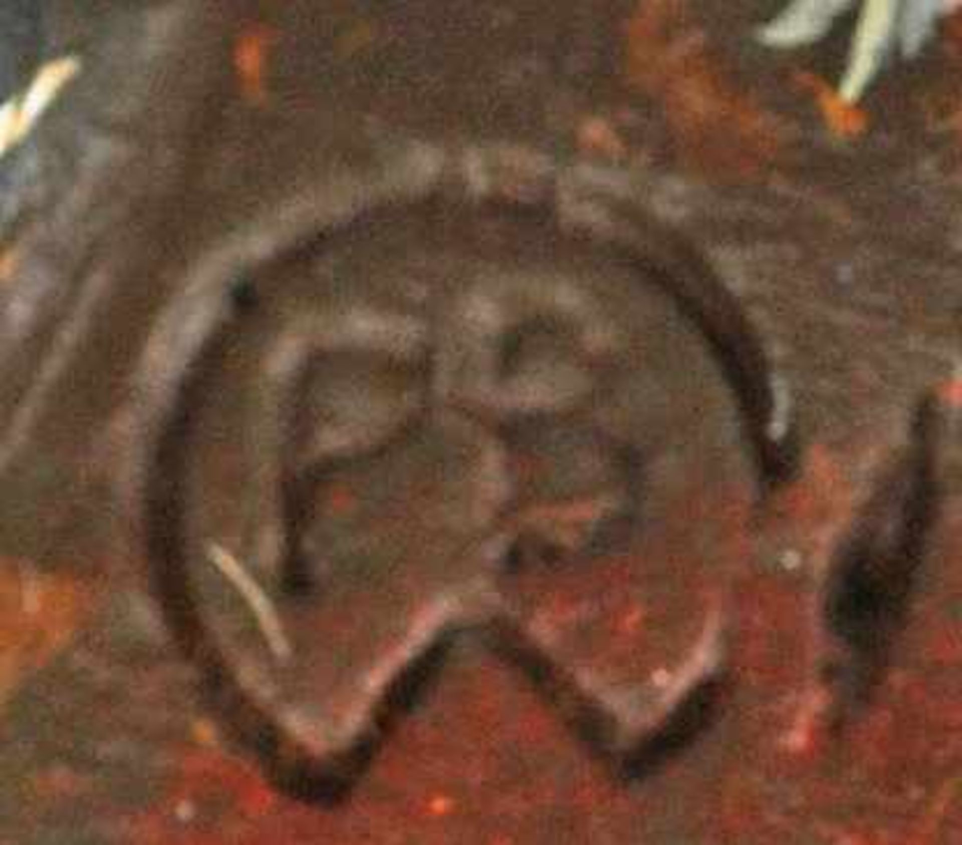 KATZE ALS HAUSHERR mit Lesepfeife u. roten Hausmantel, Wiener Bronze, fein polychrom bemalt, gemarkt - Image 4 of 4
