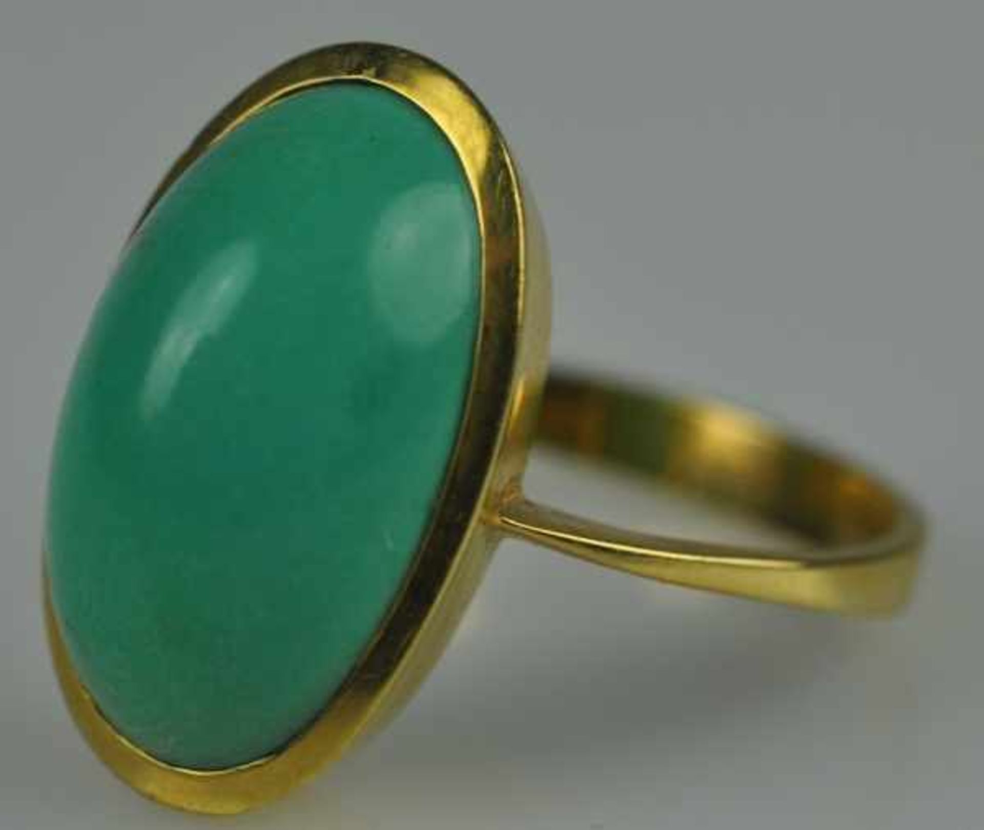 RING mit schönem türkisen Cabochon in Goldfassung 18ct, 7g, 20x13mm, Gr. 58 - Bild 2 aus 3