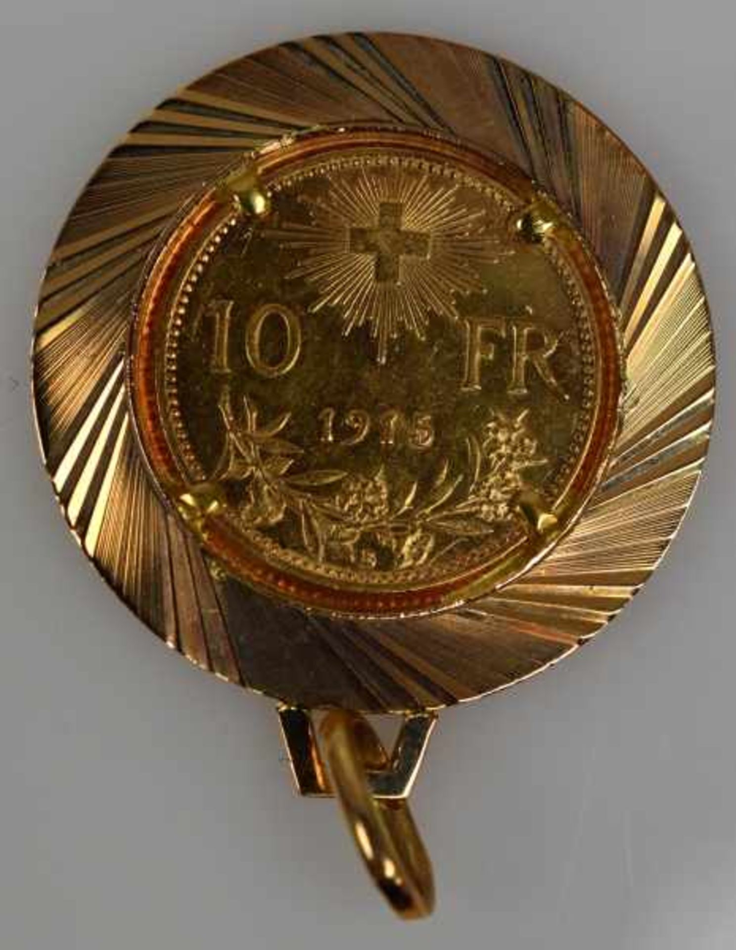 MÜNZEN-LOT 1 Münzanhänger mit Münze 10Fr. Schweiz Nachprägung in Fassung 14ct, 8,3g -1 Goldmünze 200 - Bild 17 aus 17