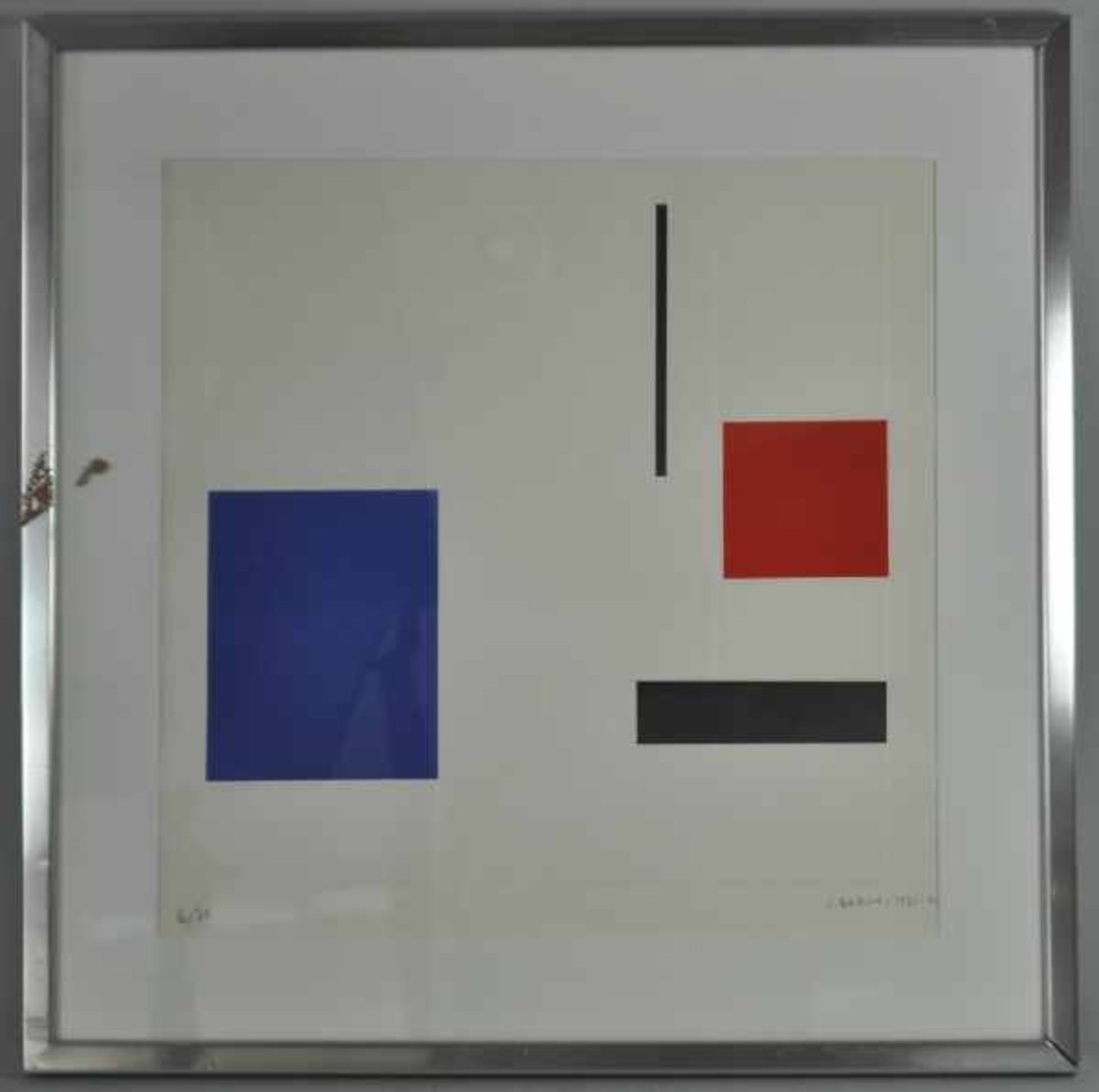 GORIN Albert Jean (1899 Saint-Émilien-de-Blain - 1981 Niort) "Abstrakte Komposition", in Schwarz/Rot - Bild 2 aus 4