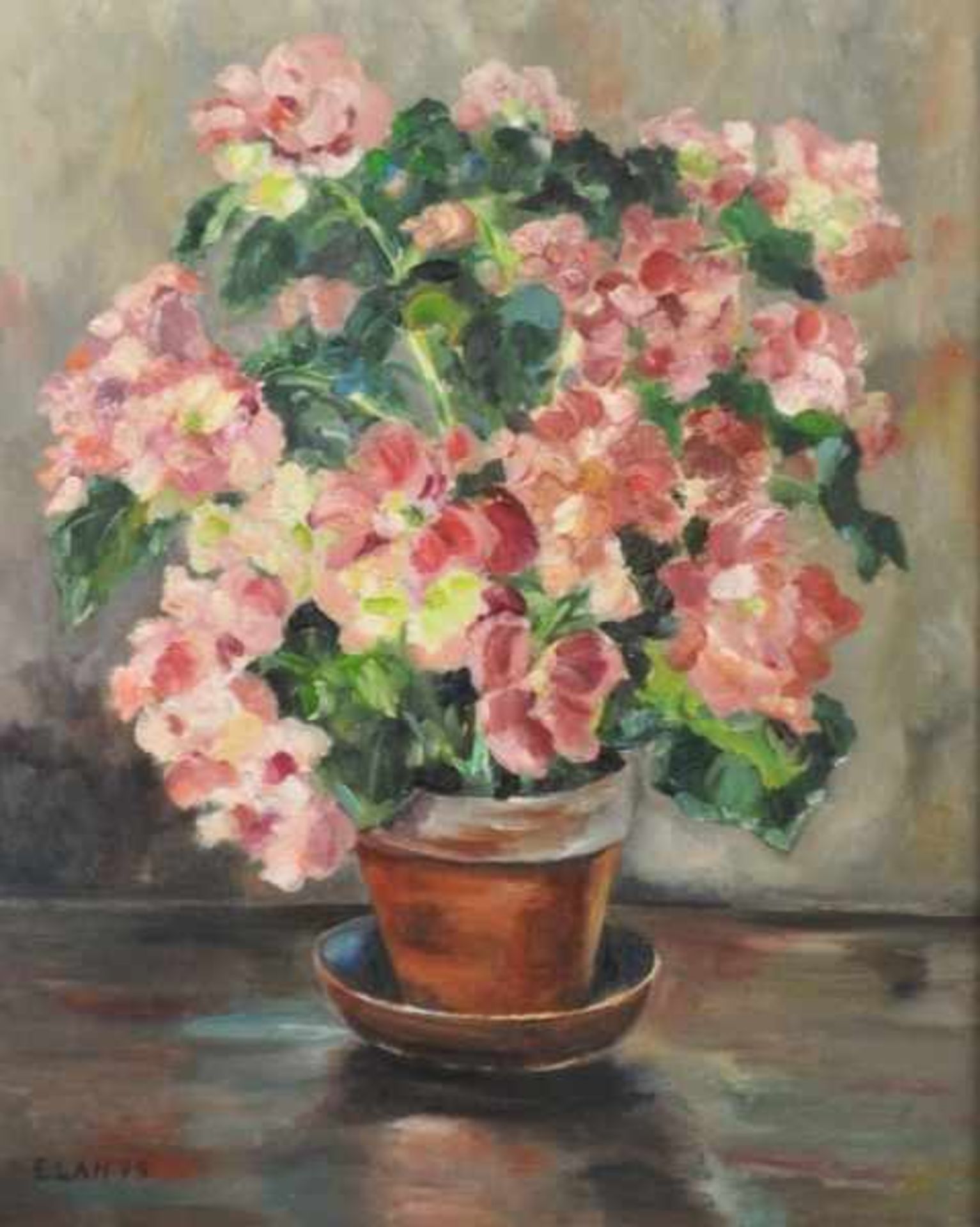 GOTTLIEB Elah (1913 Berlin - 2005 Steißlingen) "Blumenstilleben" mit rosa-weißen Blüten, im