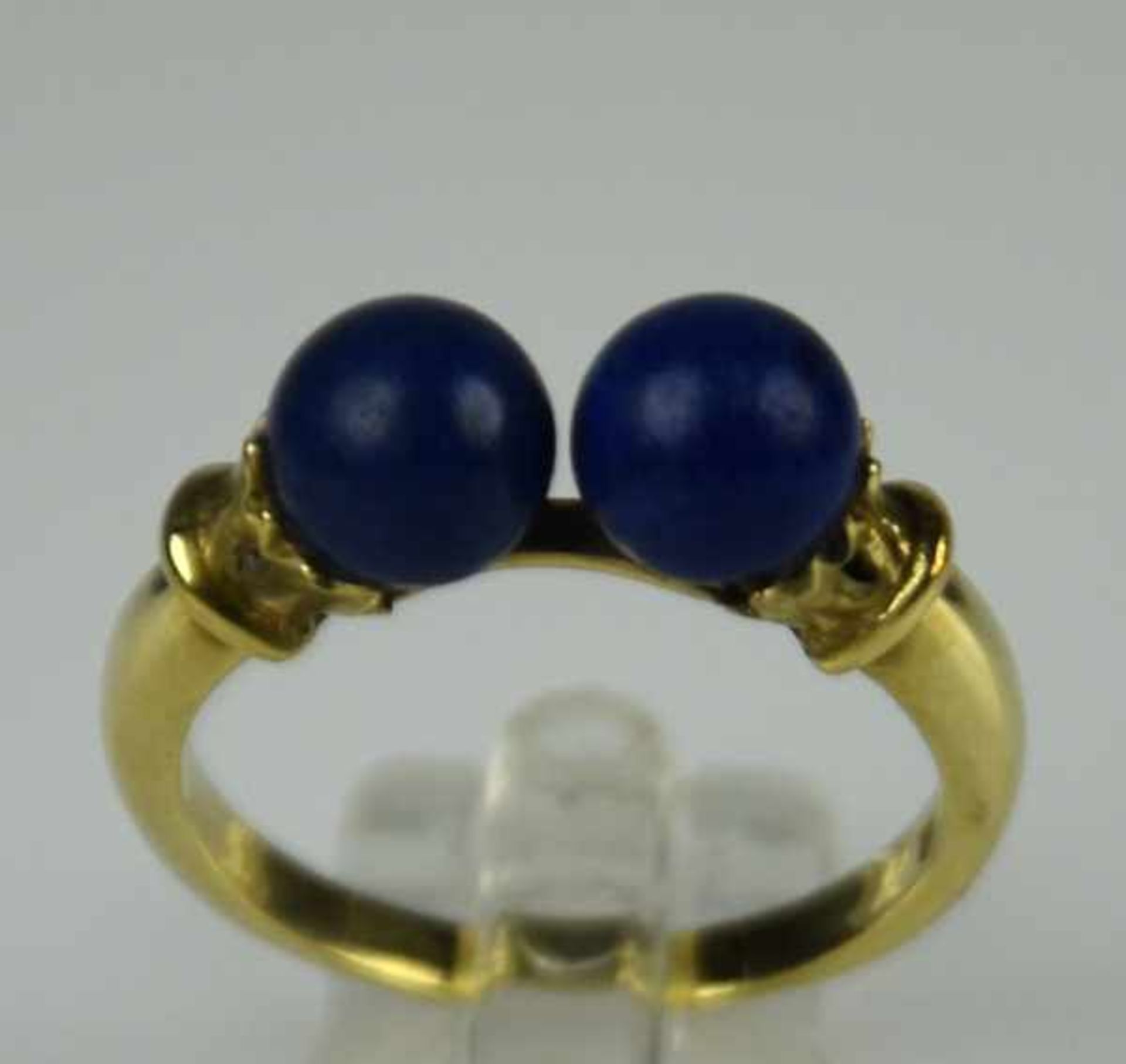 SCHMUCK-SET vierteilig: Brosche, Ring und Paar Ohrclips mit Lapislazuli-Besatz: Stabbrosche mit - Bild 2 aus 6