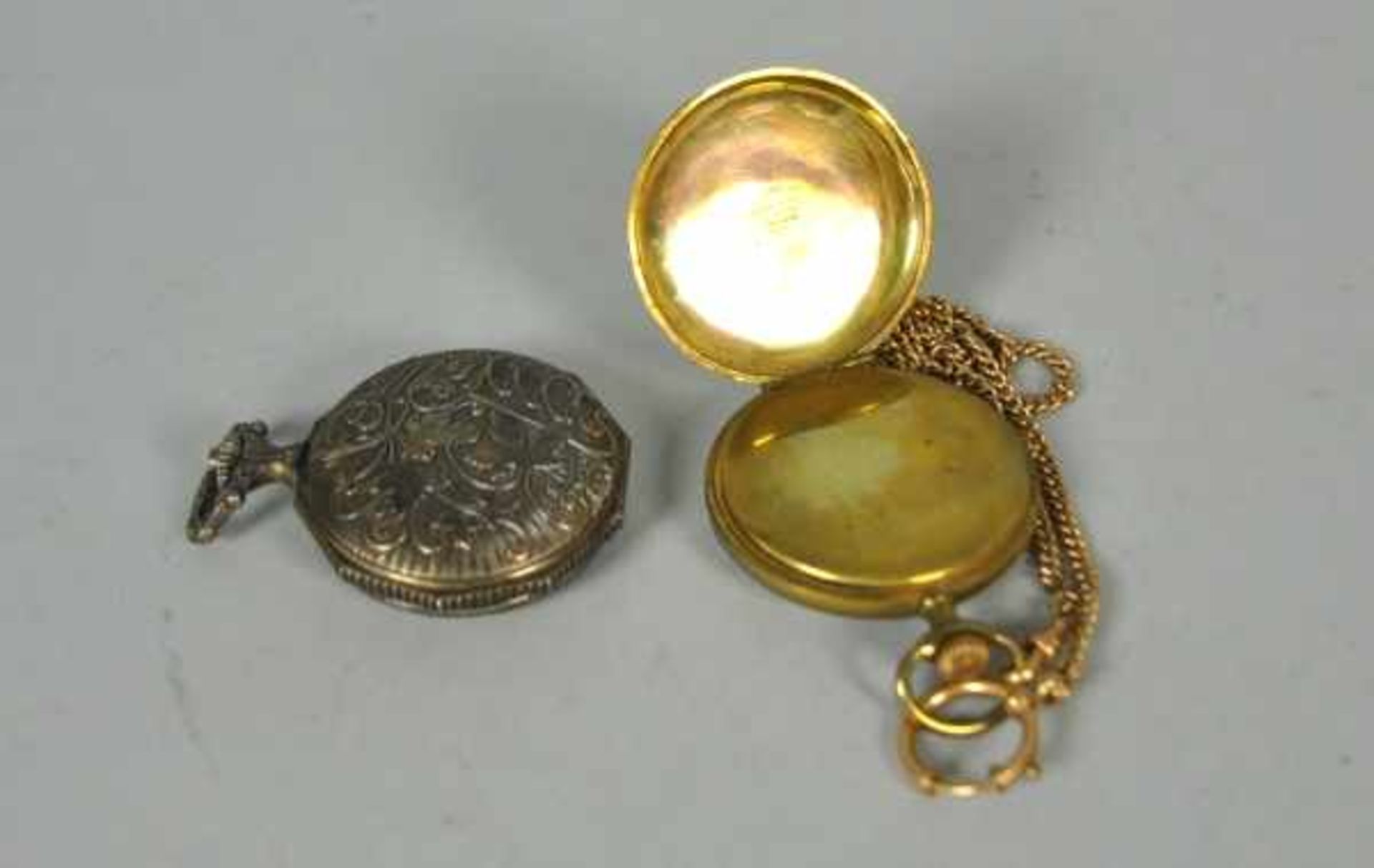 4 TASCHENUHREN verschieden, vergoldete Taschenuhr mit Emailzifferblatt, römischen Ziffern, kleine - Bild 4 aus 6