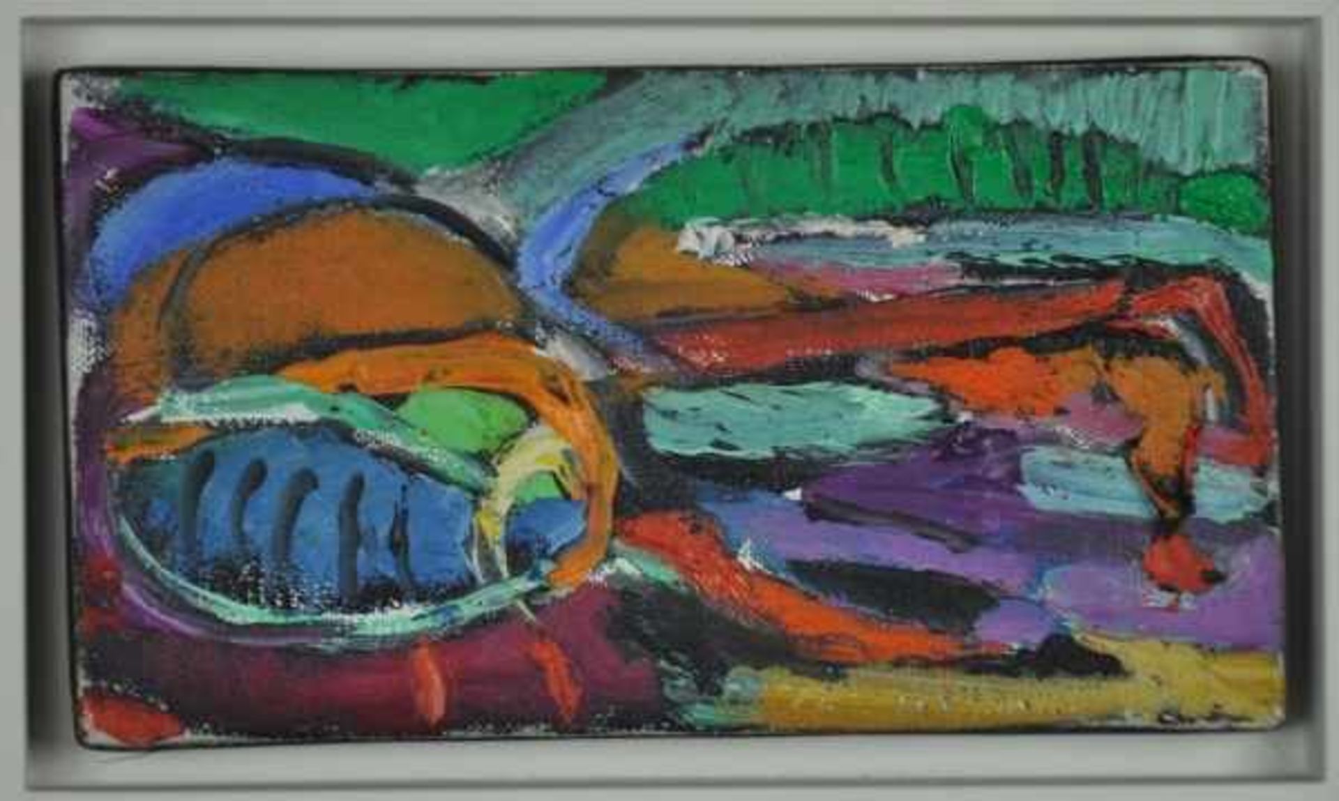 LANSKOY André (1902 Moskau - 1976 Paris) "Abstrakte Komposition", in kräftigen Farben mit pastosem