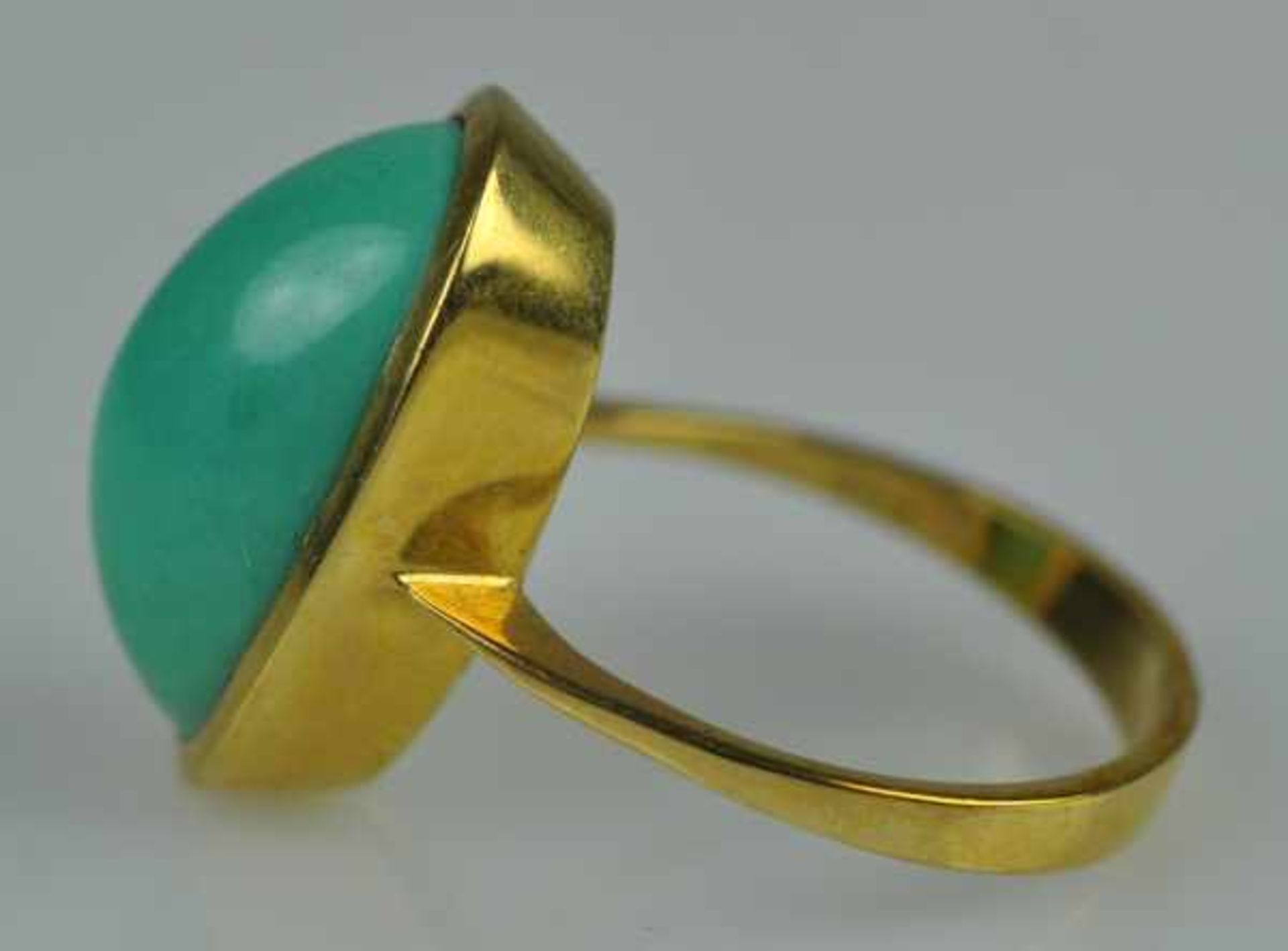 RING mit schönem türkisen Cabochon in Goldfassung 18ct, 7g, 20x13mm, Gr. 58 - Bild 3 aus 3