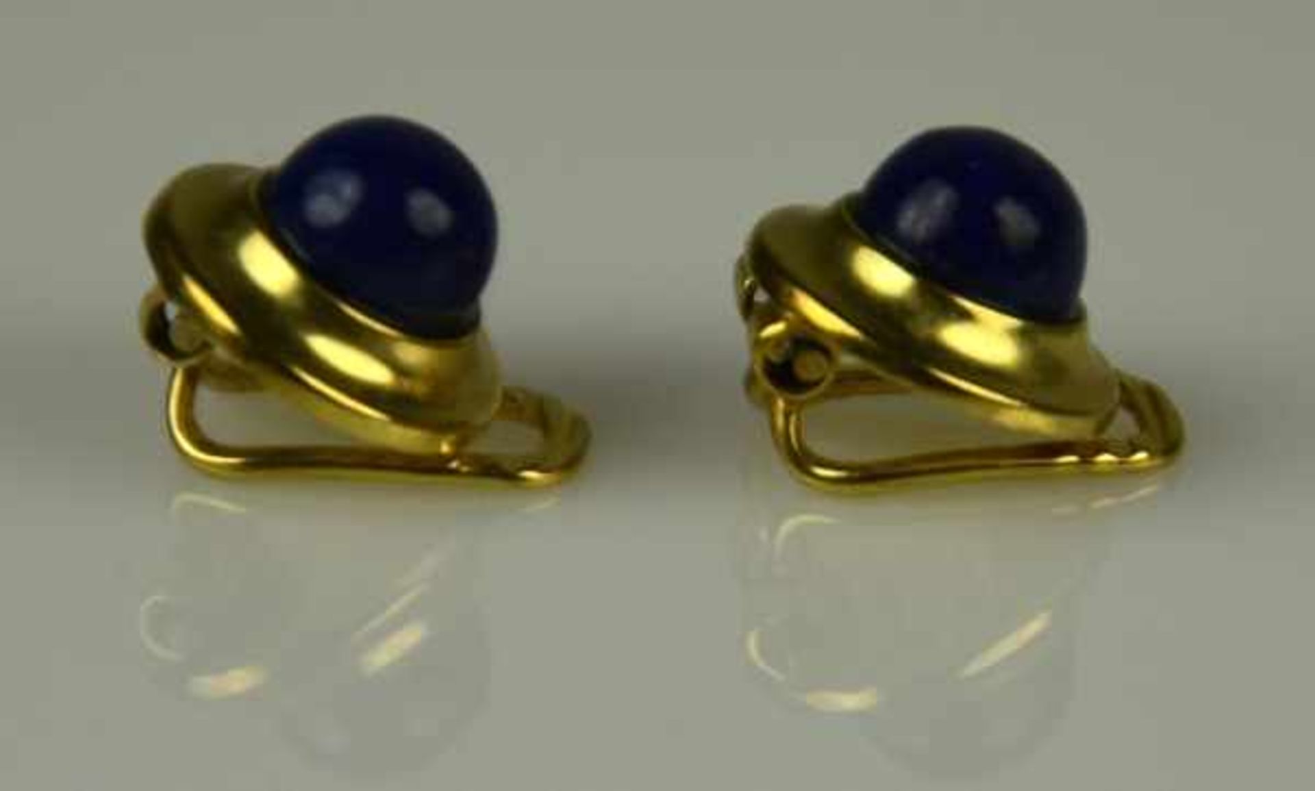 SCHMUCK-SET vierteilig: Brosche, Ring und Paar Ohrclips mit Lapislazuli-Besatz: Stabbrosche mit - Bild 5 aus 6