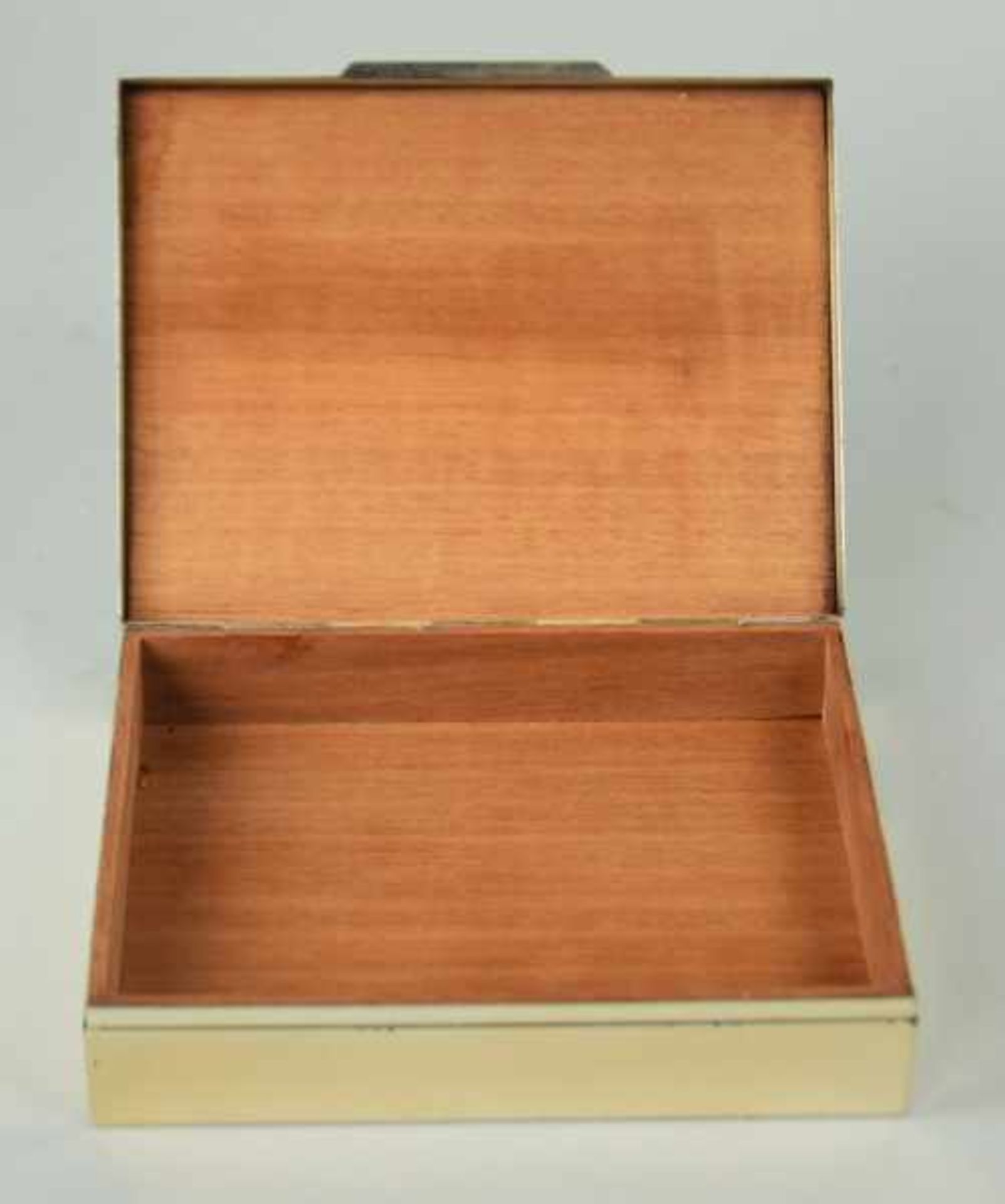 SCHATULLE rechteckig, Innenauskleidung aus Sandelholz, Silber 835, Wilhelm Binder, 295gr, 3x13x10cm - Bild 2 aus 2