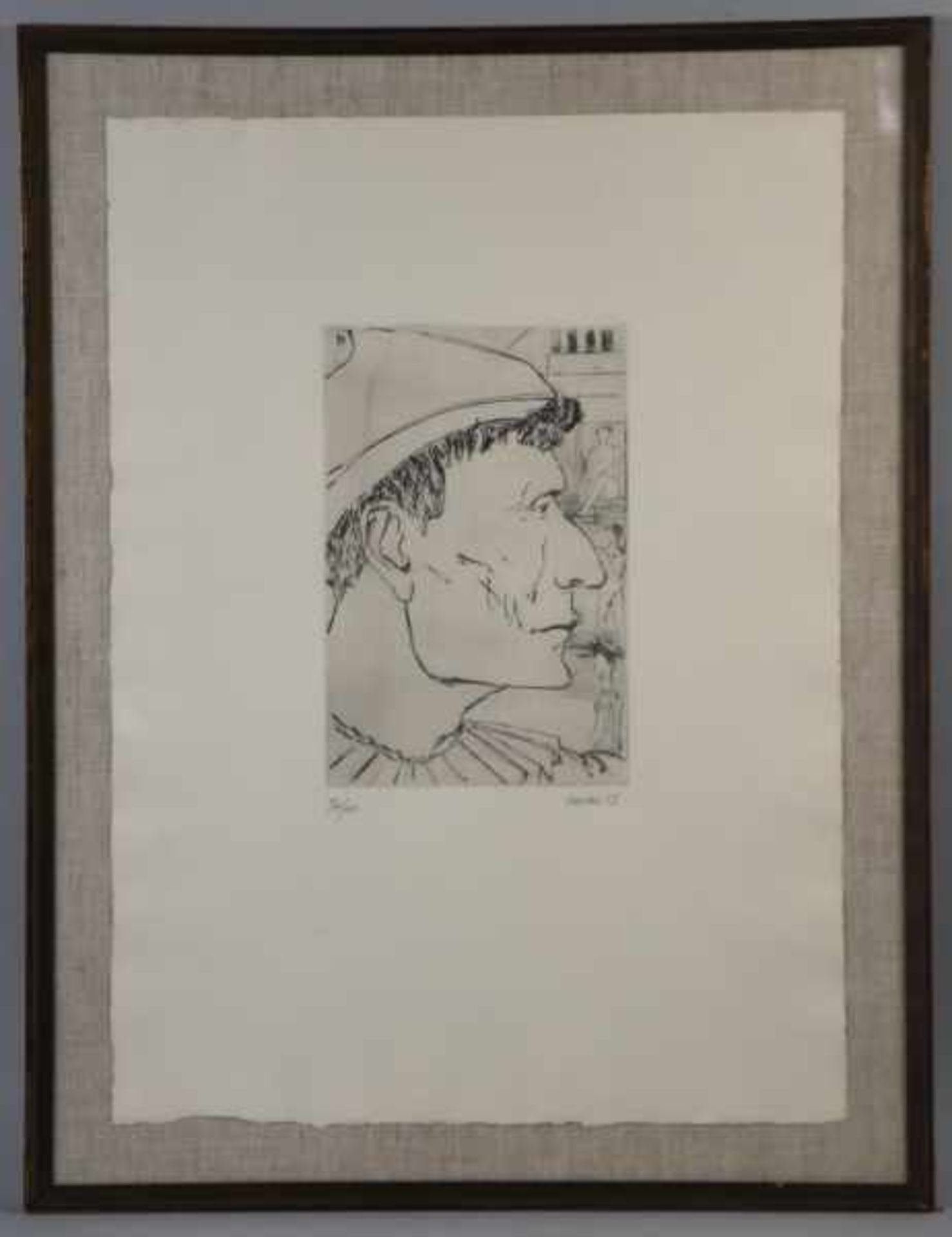 HECKEL Erich (1883 Döbeln - 1970 Radolfzell) "Artistenkopf", Profilansicht eines Mannes mit Münze, - Bild 3 aus 5
