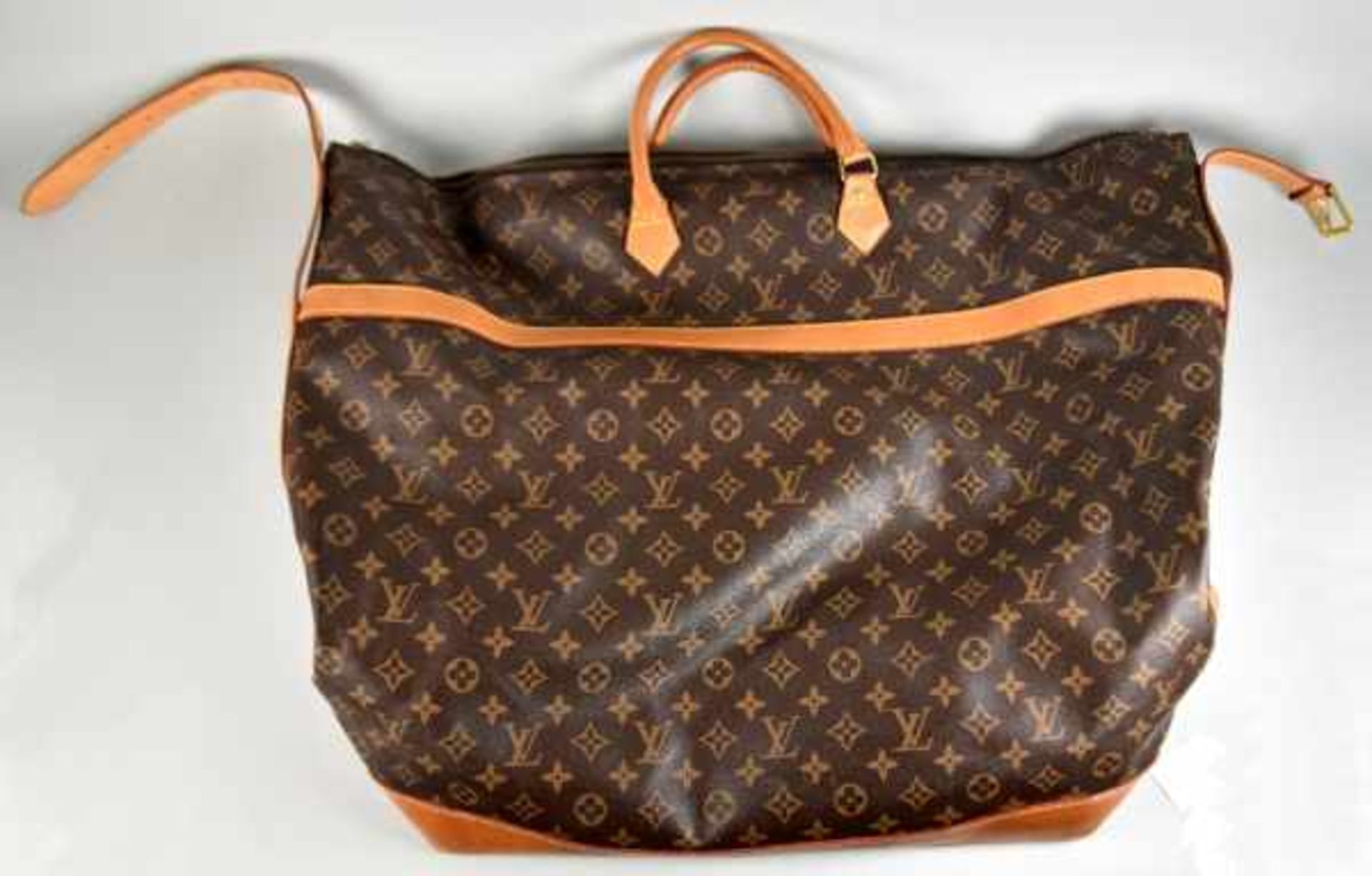 CRUISER BAG 55/REISETASCHE Louis Vuitton, Monogram Canvas, zwei beige Ledergriffe u. seitliche - Bild 3 aus 3