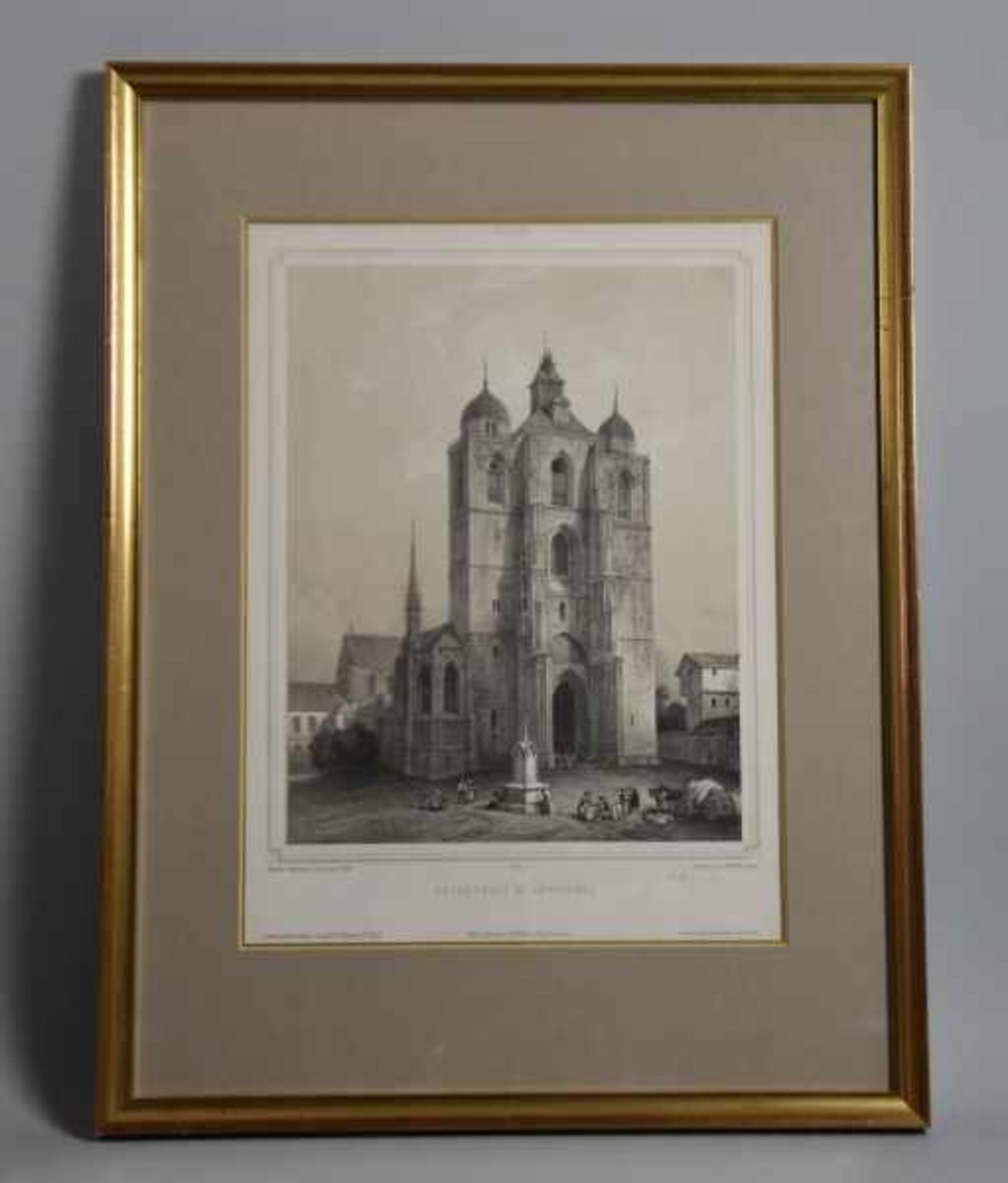 KONSTANZ "Cathedral de Constance", Lithographie auf Tonplatte, Lemercier/Deroy, 19.Jh., 28x22cm ( - Bild 2 aus 3