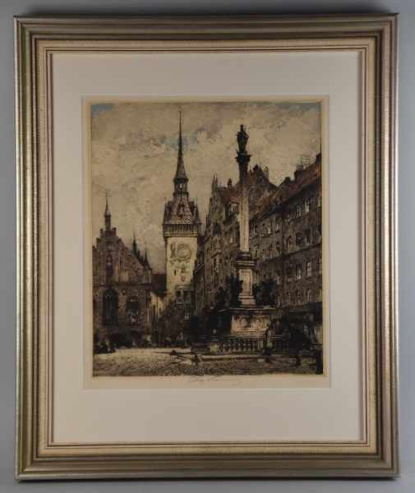 KASIMIR Luigi (1881 Pettau - 1962 Wien) "München - altes Rathaus" mit Mariensäule, unter leicht - Bild 2 aus 3