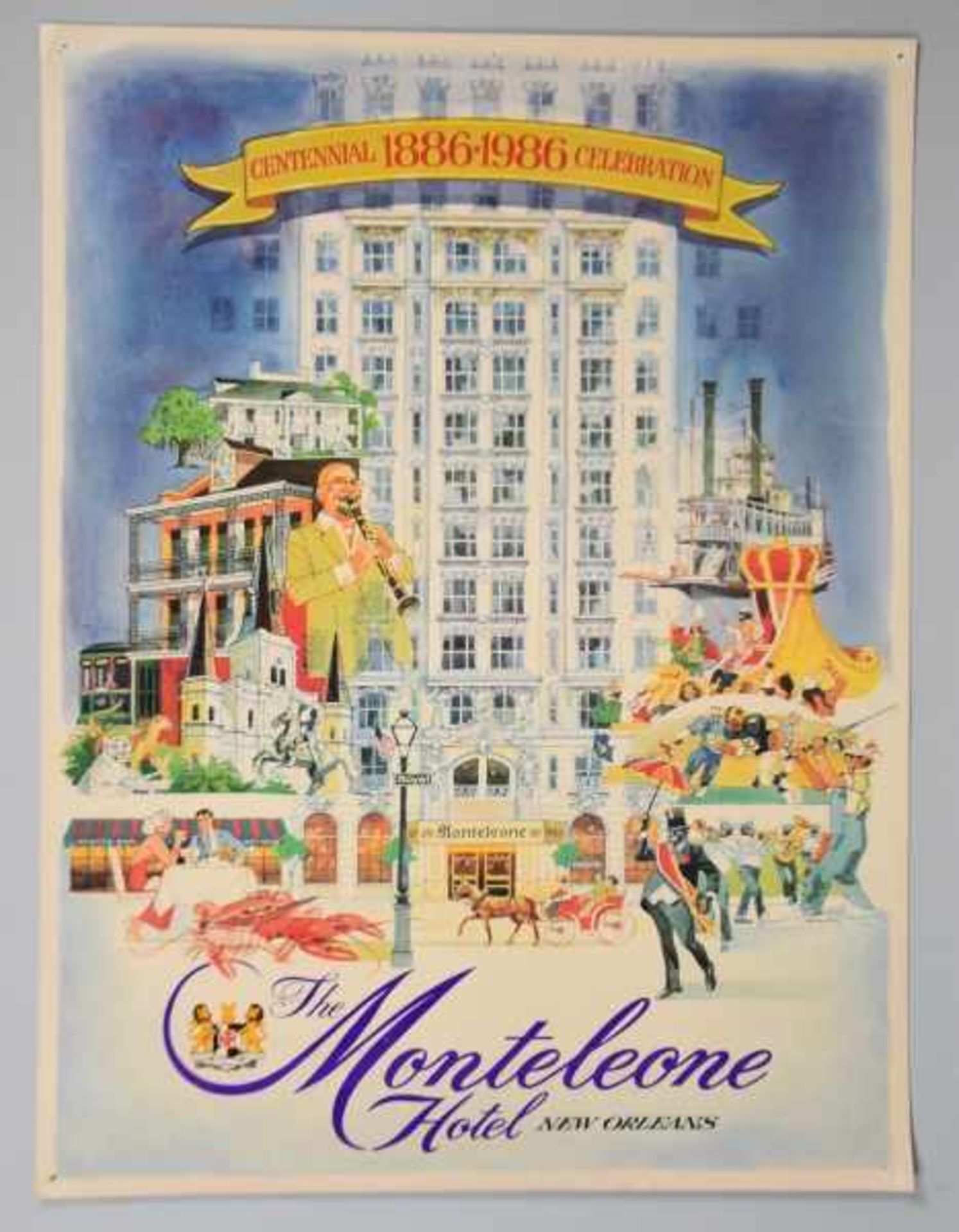 THE MONTELEONE HOTEL New Orleans, polychromes Werbeplakat zum Hundertjährigen Jubiläum des Hotels,