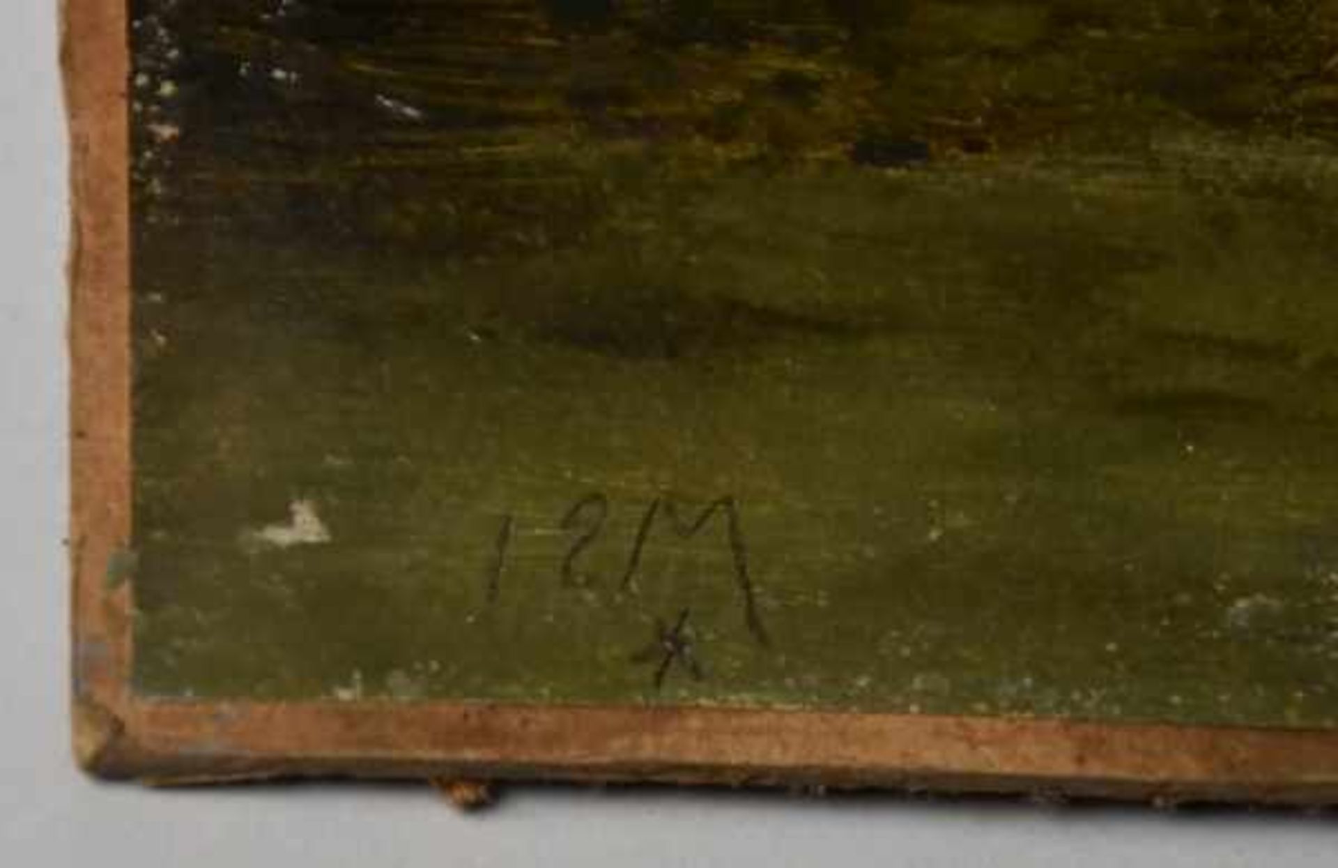 MONOGRAMMIST (19.Jh.) "Bewaldetes Flußufer", Öl auf Malkarton, links unten monogrammiert "M", - Bild 7 aus 10