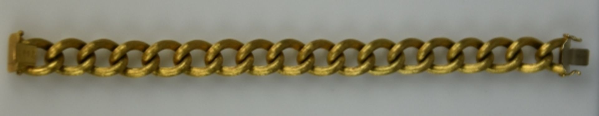 ARMBAND Kette aus großen satinierten Gliedern mit Steckverschluß, Sicherheitsachten, Gelbgold - Bild 2 aus 2